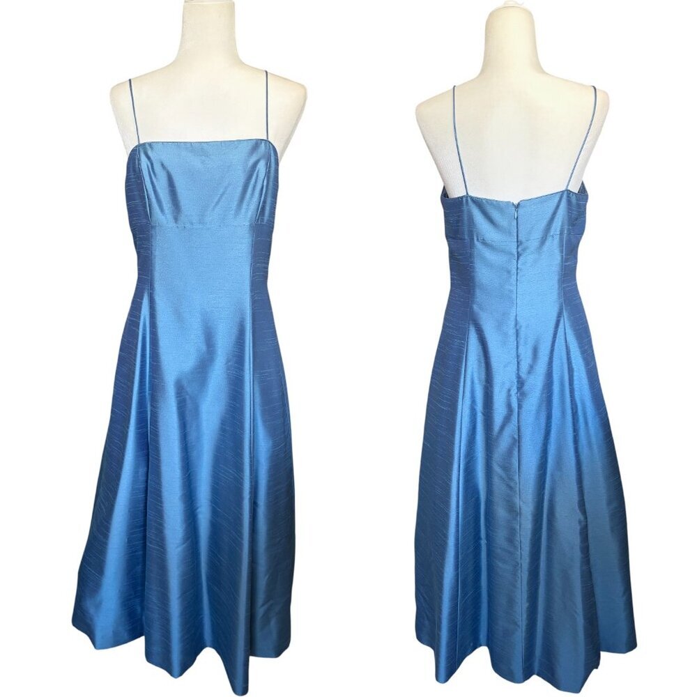 Vintage Y2k Baby Blue Prom Gown square neck spaghetti straps Size 10
